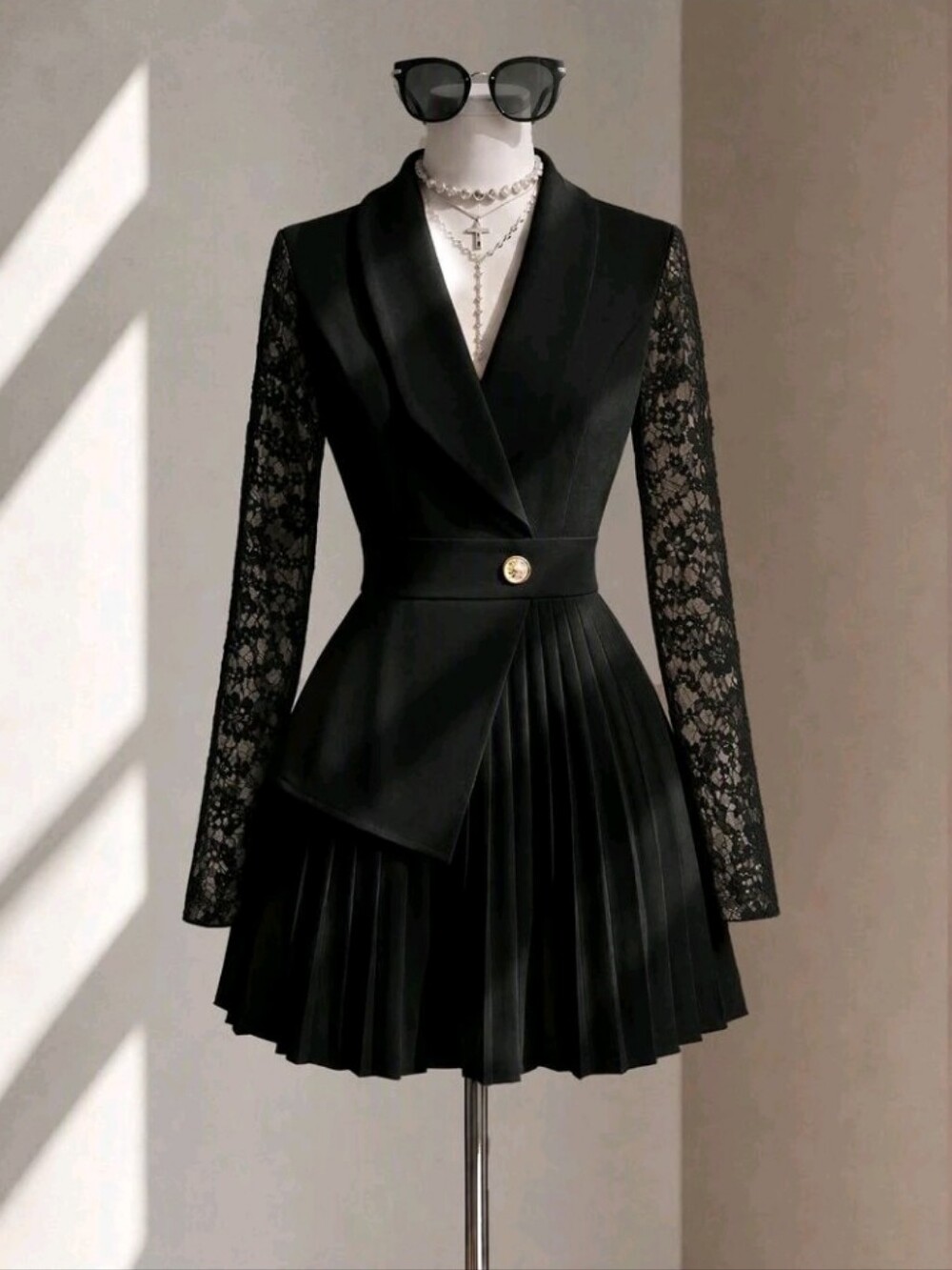 Summer Autumn Winter Lace Long Sleeve Office Commute Elegant Lady Style